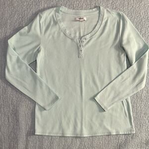 Sonoma Goods for Life Women's Mint Green Long Sleeve Henley Shirt
